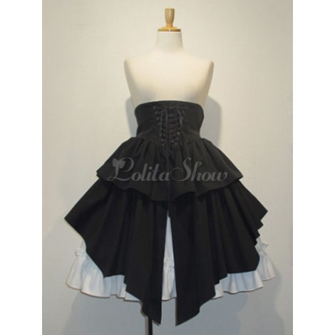 ゴスロリ 軍服 スカート ゴスロリ ロリィタスカート ゴシック バイカラー お茶会 ピュアコットン ミリロリ