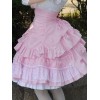 甘いロリータドレスSK　2020　ピンク　レース　十字模様　フリル　ハイウェスト　コットンロリータスカート　アイドル衣装