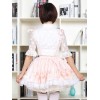 可愛いロリータドレス　2020　甘い　ピンク　フラワープリント　中華風のロリータレーストリムスカート　サスペンダー付き　アイドル衣装