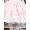可愛いロリータドレス　2020　甘い　ピンク　フラワープリント　中華風のロリータレーストリムスカート　サスペンダー付き　アイドル衣装