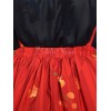 赤いロリータ ドレス甘いさくら印刷ブラック レース トリム付けロリータ サスペンダー スカート