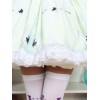 甘いロリータ ドレス ライト グリーンでプリント ホワイト レース トリム付けチー † サスペンダー スカート