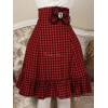 クラシックロリータSKボウフリルチェック柄レッドロリータスカート