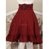 クラシックロリータSKボウフリルチェック柄レッドロリータスカート