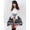 クラシックロリータSK Ruffle Plaidレースアップブラックロリータスカート