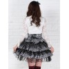 クラシックロリータSK Ruffle Plaidレースアップブラックロリータスカート