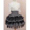 クラシックロリータSK Ruffle Plaidレースアップブラックロリータスカート