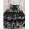 クラシックロリータSK Ruffle Plaidレースアップブラックロリータスカート