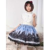 クラシックロリータSKレースプリントブルーロリータスカート