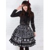 ゴスロリ　ロリィタスカート　ブラック　王冠　スウィート　プリント　ポリエステル