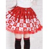 ロリータ服，スカート　レッド　可愛い　スィート　プリント柄　レース付き