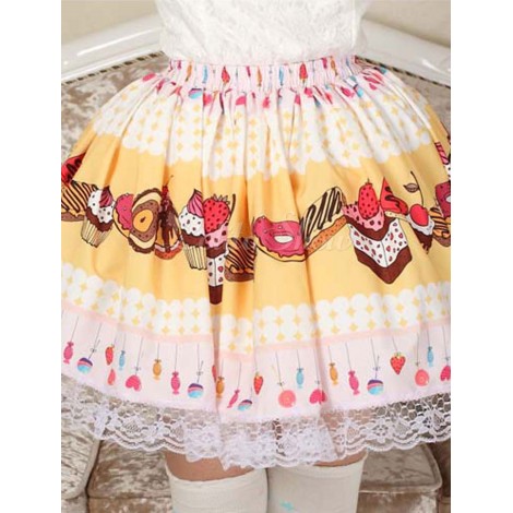 素敵なピンクのレース ゴスロリ スカートを印刷