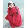 袖ありのワンピース　ロリィタファッション　無地　綿混紡　クラシック＆トラディション　長袖　ラウンドネック　カジュアル