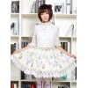 キュート ロリータ ドレス多色イースターエッグ ウサギ プリント ホワイト レース トリムとロリータ スカート