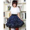 ブルーロリータドレス　2020　甘い　星座プリントロリータスカート　ブラックレーストリム　アイドル衣装