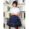 ブルーロリータドレス　2020　甘い　星座プリントロリータスカート　ブラックレーストリム　アイドル衣装