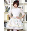 キュート ロリータ ドレス多色イースターエッグ ウサギ プリント ホワイト レース トリムとロリータ スカート