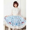 ロリータ服　スカート　スウィート　ポリエステル　プリント　ブルー　カジュアル