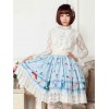 ロリータ服　スカート　スウィート　ポリエステル　プリント　ブルー　カジュアル