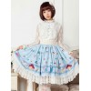 ロリータ服　スカート　スウィート　ポリエステル　プリント　ブルー　カジュアル