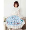 ロリータ服　スカート　スウィート　ポリエステル　プリント　ブルー　カジュアル