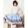 ロリータ服　スカート　プリント　ポリエステル　スウィート　ライトブルー　カジュアル　レース