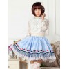 ロリータ服　スカート　プリント　ポリエステル　スウィート　ライトブルー　カジュアル　レース