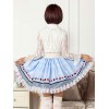 ロリータ服　スカート　プリント　ポリエステル　スウィート　ライトブルー　カジュアル　レース