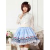 ロリータ服　スカート　プリント　ポリエステル　スウィート　ライトブルー　カジュアル　レース
