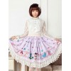 ロリータ服　プリント　ポリエステル　スウィート　ライラックカラー　カジュアル　レース