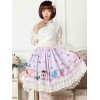 ロリータ服　プリント　ポリエステル　スウィート　ライラックカラー　カジュアル　レース