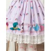 ロリータ服　プリント　ポリエステル　スウィート　ライラックカラー　カジュアル　レース
