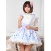 ロリータ服　スカート　スィート　ポリエステル　プリント　ブルー　カジュアル