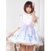 ロリータ服　スカート　スィート　ポリエステル　プリント　ブルー　カジュアル