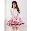スウィート　ロリィタスカート　ショートスカート　ピンク　レーストリム　花柄　プリント
