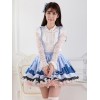 ロリータ服　スカート　ブルー　新作　スィート　プリント　レース