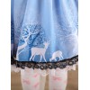 ブルー　ロリィタスカート　ショートスカート　ポリエステル　プリント　レーストリム