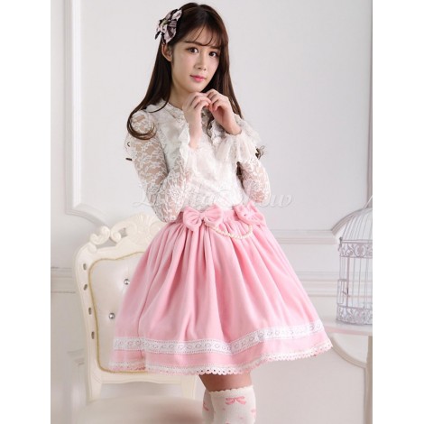 甘いピンクショートロリータスカート　2020　タイ　トリム　リボンペア　アイドル衣装