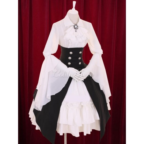 ゴスロリ　マルチカラー　ロリータワンピース　ボタン　蝶タイアイドル衣装　レットコットンワンピース