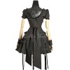 軍服ワンピース　ブラック　ゴスロリ　半袖　編み上げ　ロリータ服　ワンピース　ボディコン　ドレス　コットン　ゴシック　カジュアル