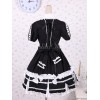 ゴスロリ　コットン　ブラック　ワンピース　ロリィタ服　リボン　フリル　半袖