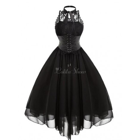 ゴシックロリータJSKドレスレースシフォンフリルロリータジャンパースカート