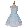 スウィートロリータドレスJSKアニマルプリント弓レースアップベビーブルーロリータジャンパースカート