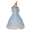 スウィートロリータドレスJSKアニマルプリント弓レースアップベビーブルーロリータジャンパースカート
