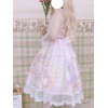 甘いロリータJSKドレスプリントプリーツレースライラックロリータジャンパースカート