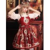 古典的なロリータJSKドレスネバーランドプリント弓赤ロリータジャンパースカート