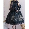 ゴスロリ　JSKドレス　ブラック　ドリームランドガーデン　童話モチーフ柄　ロリィタジャンパースカート付き　オーバースリーブ