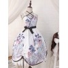 中国風ロリータJSKドレス瞑想プリントホワイトボウロリータジャンパースカート