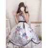 中国風ロリータJSKドレス瞑想プリントホワイトボウロリータジャンパースカート
