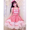 スウィートロリータJSKドレスフリルボウコットンロリータジャンパースカート